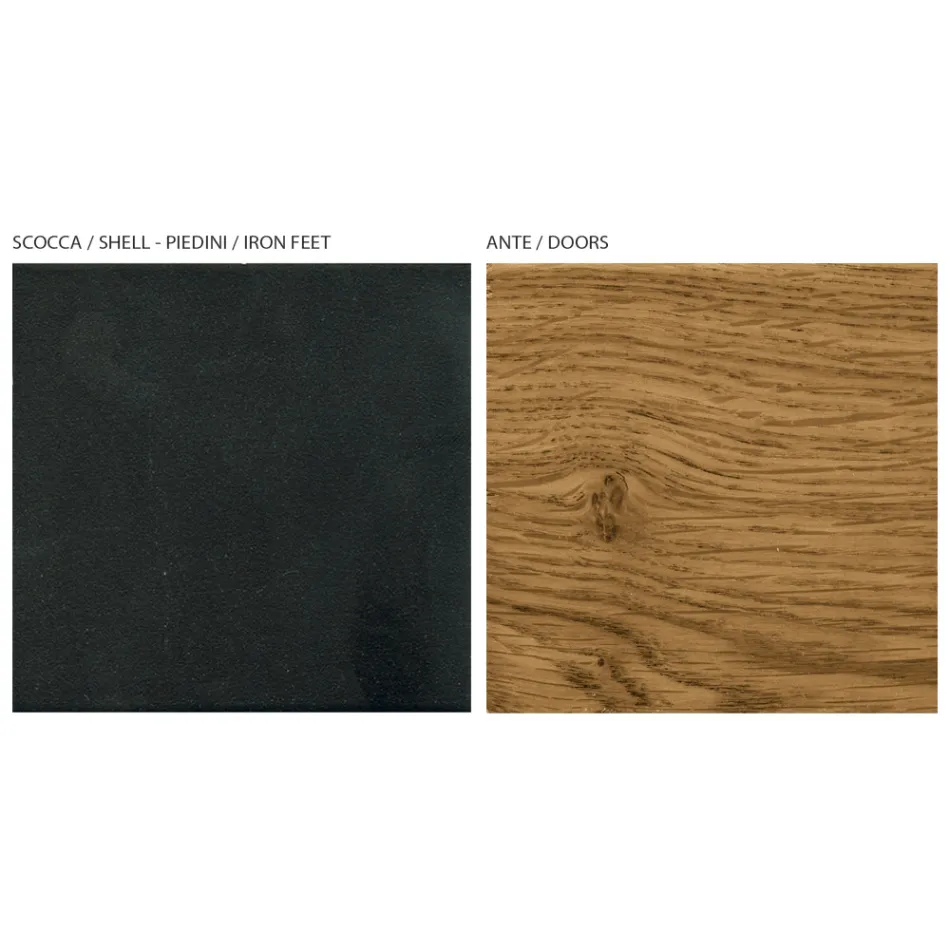 Wohnzimmer-Sideboard mit 3 Türen in geknoteter Eiche, Country-Optik, hergestellt in Italien – Arne Viadurini