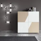 Wohnzimmer-Sideboard mit 4 Türen aus weißem Glas und Nerz-Finish, hergestellt in Italien – Eva Viadurini