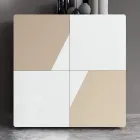 Wohnzimmer-Sideboard mit 4 Türen aus weißem Glas und Nerz-Finish, hergestellt in Italien – Eva Viadurini