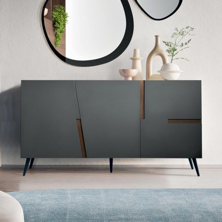 Wohnzimmer-Sideboard mit 3 Türen aus lackiertem MDF, hergestellt in Italien - Elena Viadurini