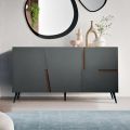 Wohnzimmer-Sideboard mit 3 Türen aus lackiertem MDF, hergestellt in Italien - Elena