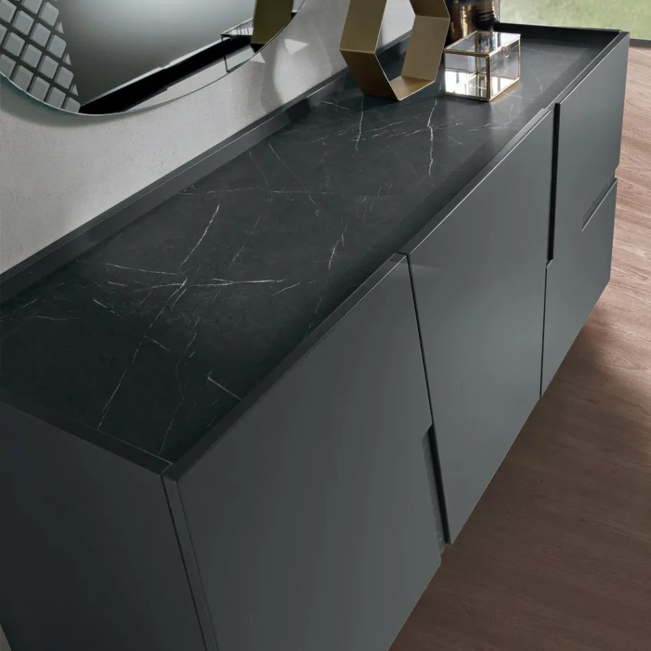 Wohnzimmer-Sideboard mit 3 Türen aus lackiertem MDF, hergestellt in Italien - Elena Viadurini