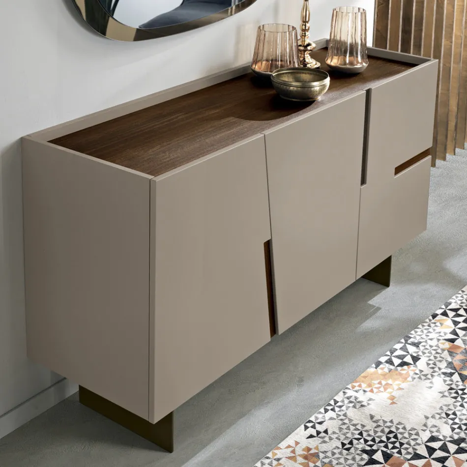 Wohnzimmer-Sideboard mit 3 Türen aus lackiertem MDF, hergestellt in Italien - Elena Viadurini