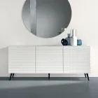 Wohnzimmer-Sideboard mit 3 Türen aus MDF, lackiert mit PVC-Beschichtung, hergestellt in Italien - Desideria Viadurini