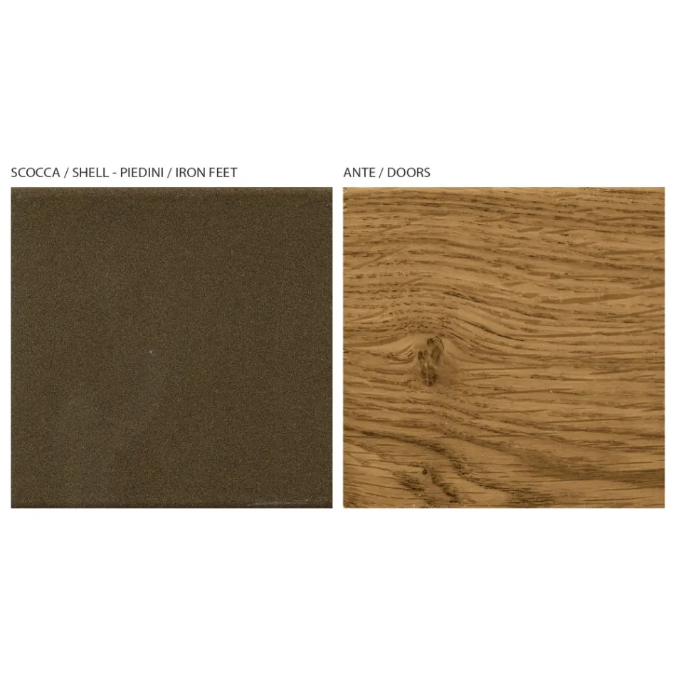 Wohnzimmer-Sideboard mit 4 Türen in rustikaler geknoteter Eiche – Even Viadurini