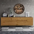Wohnzimmer-Sideboard mit 4 Türen in rustikaler geknoteter Eiche – Even Viadurini