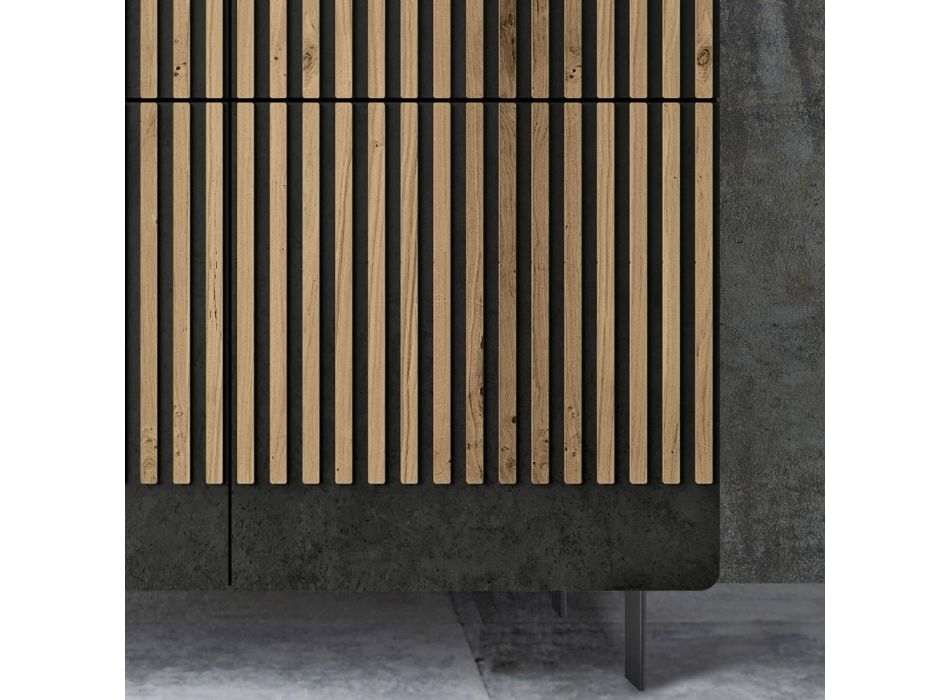 Wohnzimmer-Sideboard mit 4 Türen in nordischer Eichenoptik – Bente Viadurini