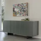 Wohnzimmer-Sideboard mit Stahlgestell und Melaminstruktur - Adriel Viadurini