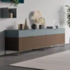 Wohnzimmer-Sideboard aus ökologischem Holz mit Schubladen und lackierter Oberseite - Tamara Viadurini