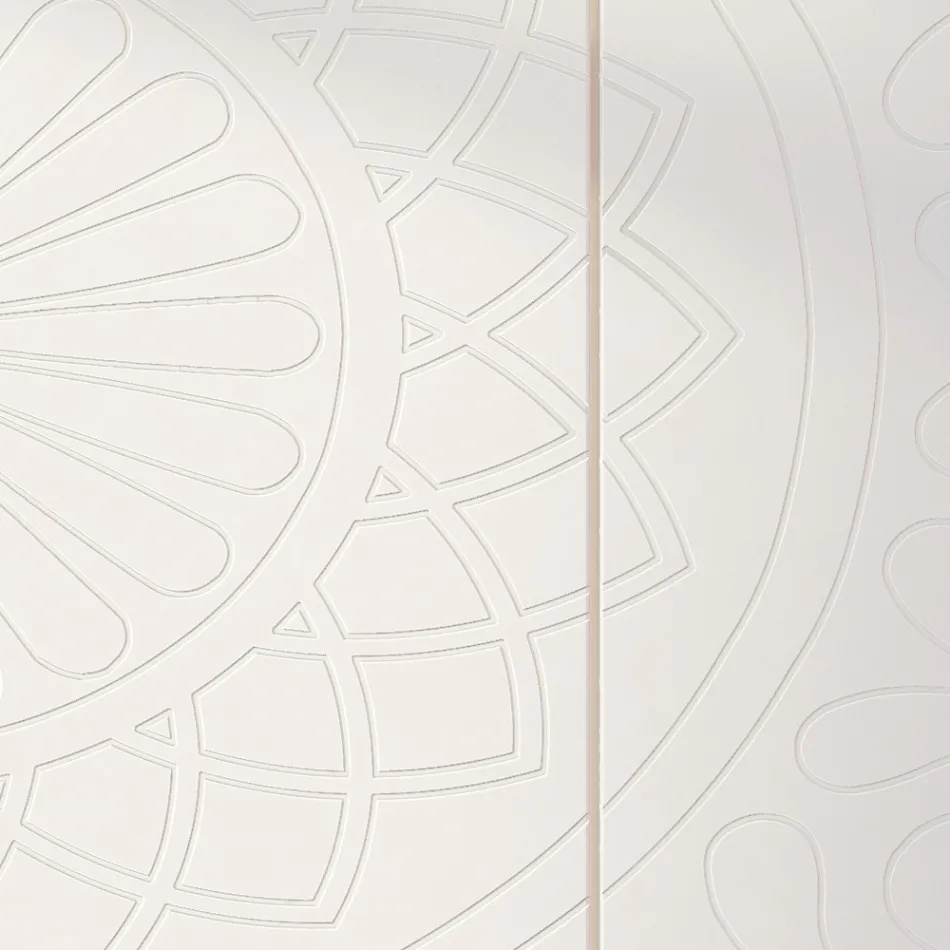 Wohnzimmer-Sideboard aus weißem MDF mit Basrelief Made in Italy - Stilea Viadurini