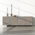 Wohnzimmer-Sideboard aus lackiertem MDF mit Flachrelief Made in Italy - Kerry
