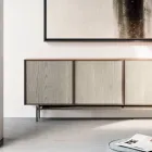 Wohnzimmer- oder Eingangs-Sideboard aus ökologischem Holz und Metall 4 Türen Luxus - Aaron Viadurini