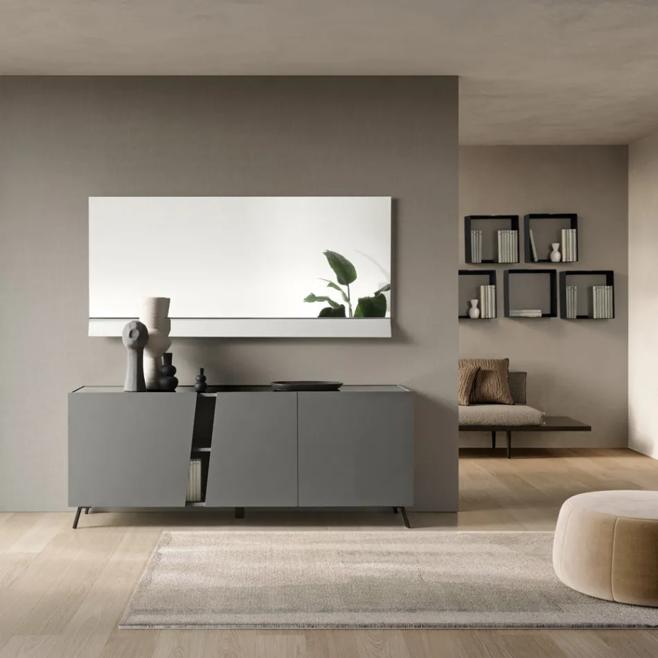 Stand-Sideboard mit drei Flügeltüren aus italienischem Melamin - Calia Viadurini