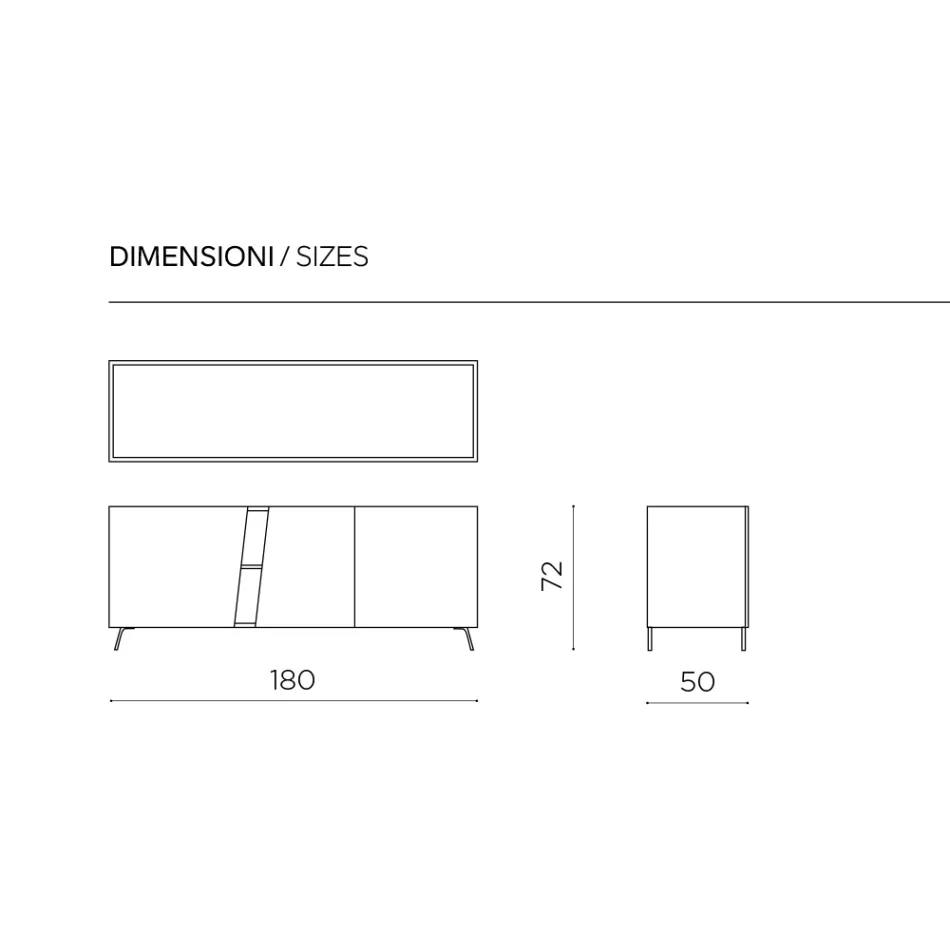 Stand-Sideboard mit drei Flügeltüren aus italienischem Melamin - Calia Viadurini