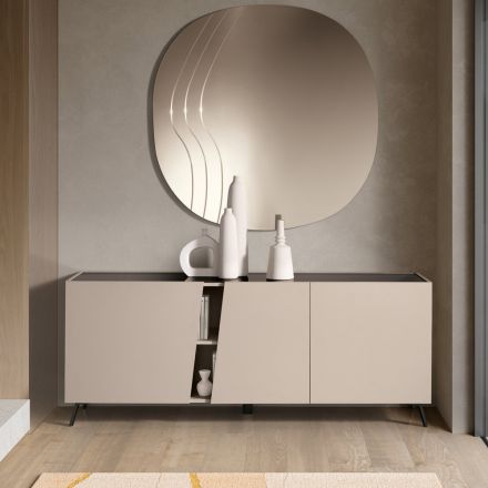 Stand-Sideboard mit drei Flügeltüren aus italienischem Melamin - Calia Viadurini