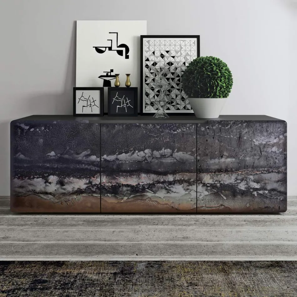 Wohnzimmer-Sideboard mit 3 Türen in verschiedenen Ausführungen, hergestellt in Italien – Ole Viadurini