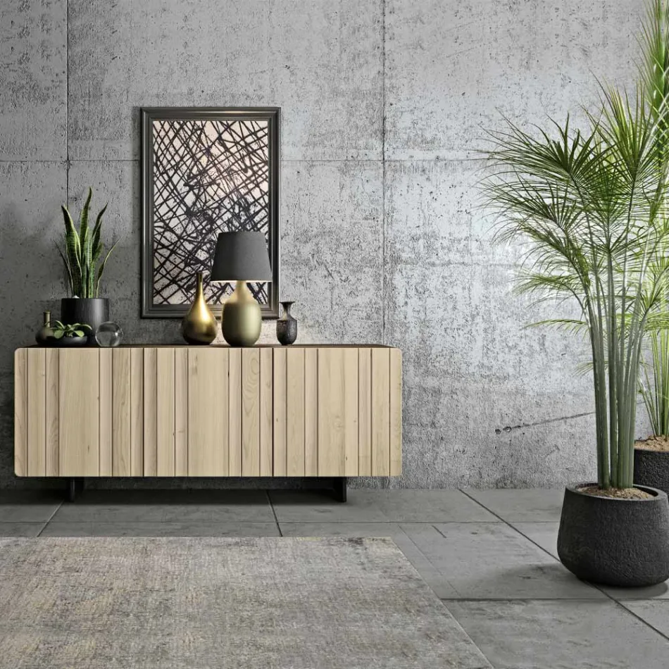 Wohnzimmer-Sideboard mit 3 Türen in Sand-Finish, hergestellt in Italien – Jan Viadurini