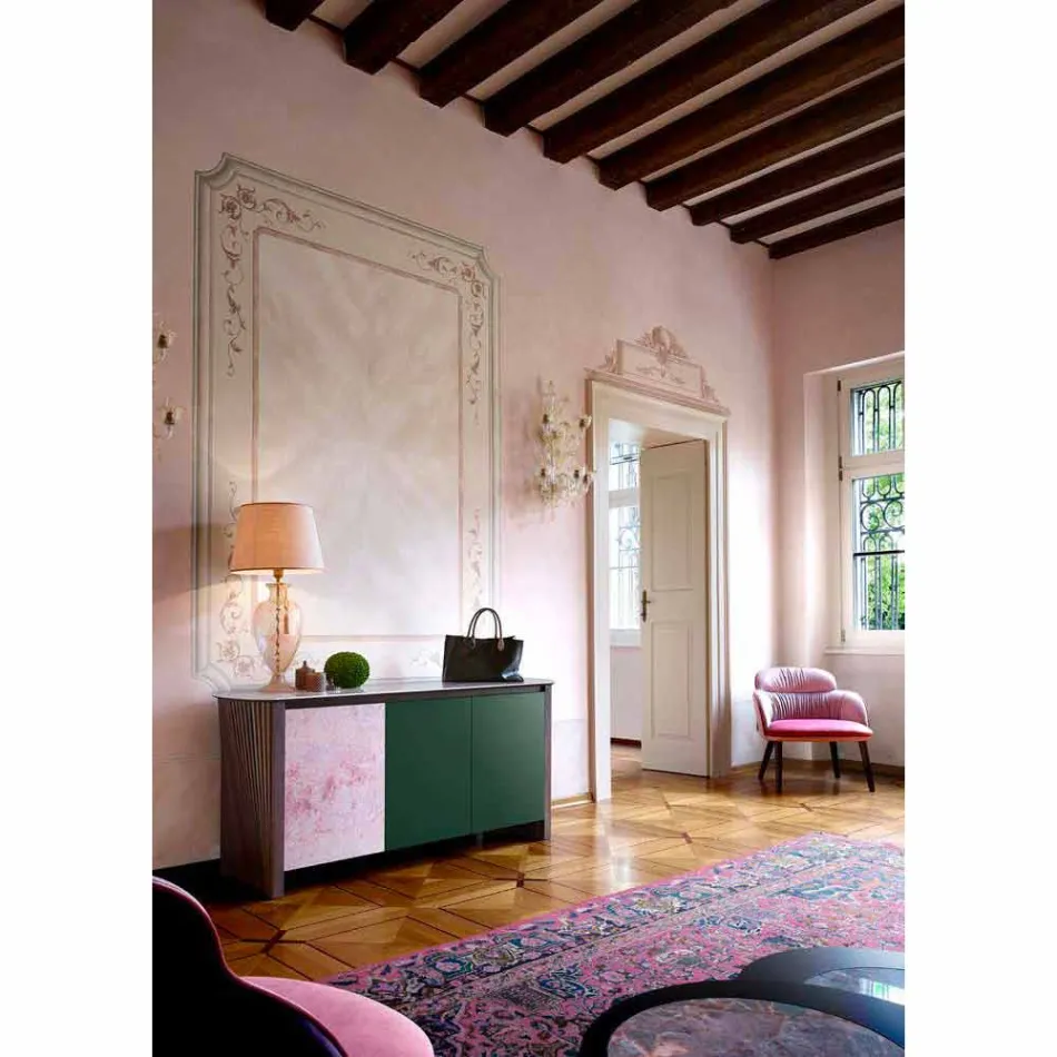 Design Sideboard in Gres mit Struktur in Holz und Mdf Made in Italy - Cunea Viadurini