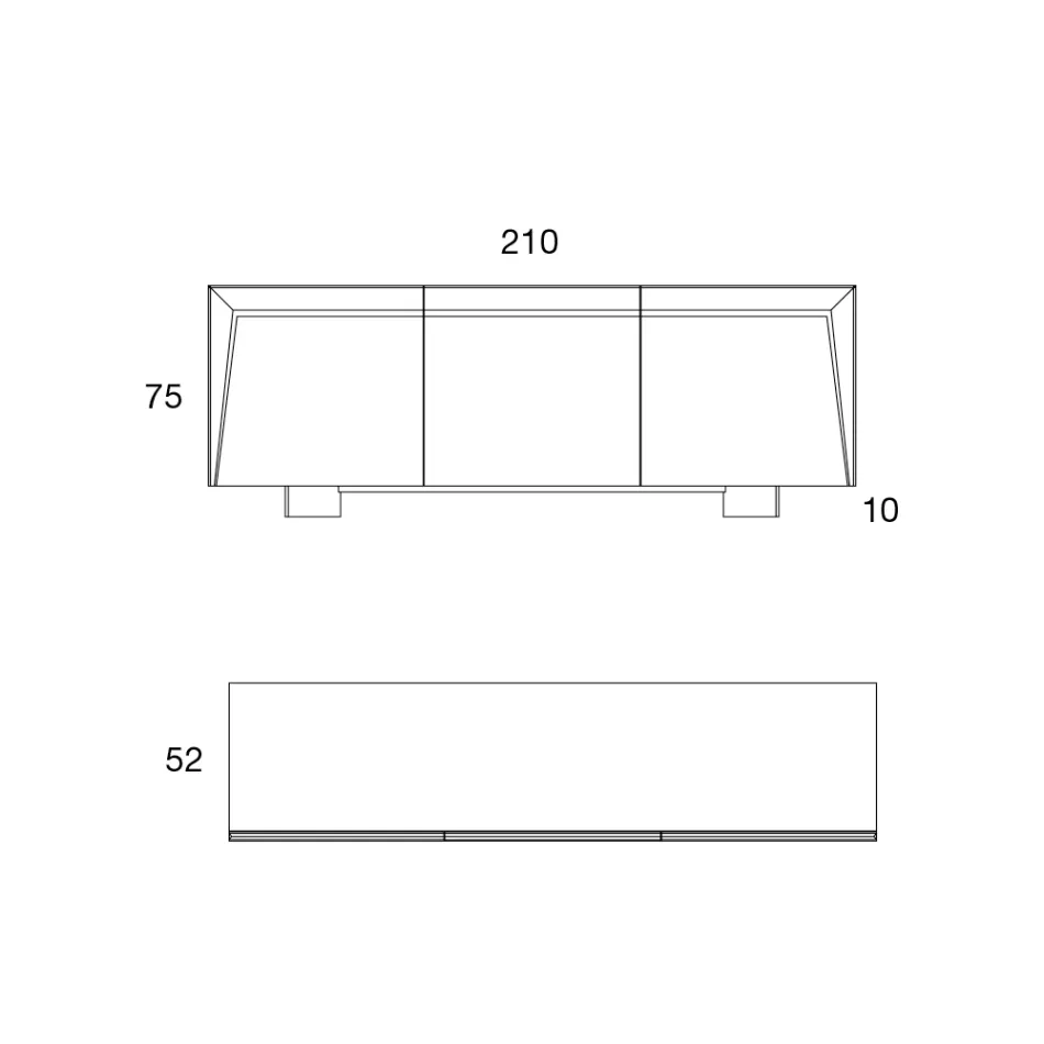3-türiges Sideboard aus Holz mit schräger Kante und Keramikplatte - Mondolfo Viadurini