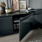 3-türiges Sideboard aus Holz mit schräger Kante und Keramikplatte - Mondolfo Viadurini