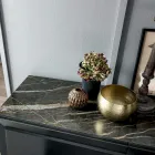 3-türiges Sideboard aus Holz mit schräger Kante und Keramikplatte - Mondolfo Viadurini