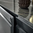 3-türiges Sideboard aus Holz mit schräger Kante und Keramikplatte - Mondolfo Viadurini