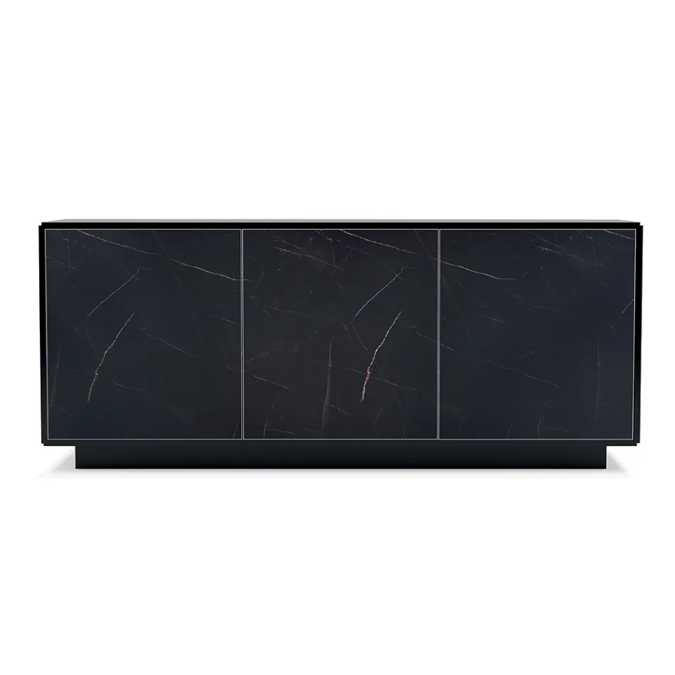 Holz-Sideboard mit 2 oder 3 Türen aus HPL-Laminat, hergestellt in Italien – Fiorenza Viadurini