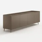 Exklusiv designtes, platinlackiertes, gebogenes Holz-Sideboard, hergestellt in Italien – Lyra Viadurini