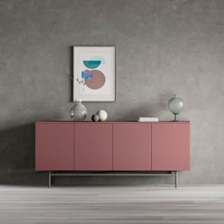 Sideboard aus ökologischem Holz für Wohnzimmer oder Eingang 4 Türen Made in Italy - Nazife Viadurini