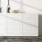 Sideboard aus matt weiß lackiertem MDF mit verzierten Türen Made in Italy - Chicago Viadurini