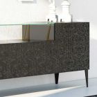Sideboard aus schwarzem MDF mit Glaskasten und verzierten Türen Made in Italy - Marissa Viadurini