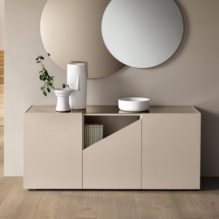 Stand-Sideboard aus Melamin mit diagonalem Schnitt, hergestellt in Italien - Seta Viadurini