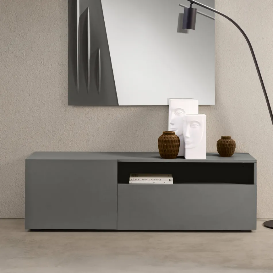 Miral Stand-Sideboard aus Melamin mit linearem Design, hergestellt in Italien Viadurini
