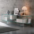 Sideboard aus Glas mit drei Schubladen, elegantes Design, hergestellt in Italien - Senera