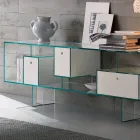 Sideboard aus Glas mit drei Schubladen, elegantes Design, hergestellt in Italien - Senera Viadurini
