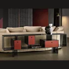 Sideboard aus Glas mit drei Schubladen, elegantes Design, hergestellt in Italien - Senera Viadurini