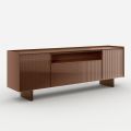 Sideboard aus rückseitig lackiertem Glas mit Massivholzprofil, hergestellt in Italien - Lutea