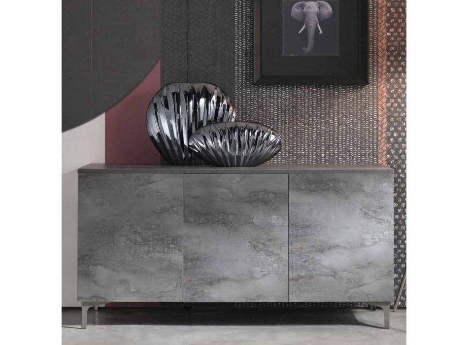 Modernes Sideboard mit drei Türen aus Bronze oder grauem Melamin Made in Italy - Clemente Viadurini