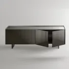 Modernes Sideboard mit Flügeltüren aus hinterlackiertem Glas, hergestellt in Italien - Lutea Viadurini