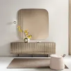 Viertüriges Sideboard aus Melamin und beschichtetem Streifenglas, hergestellt in Italien - Ninfa Viadurini