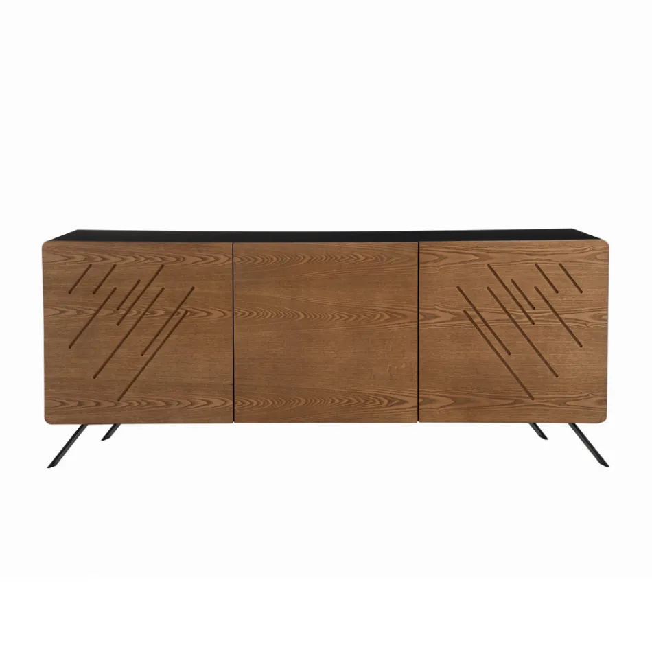 Wohnzimmer-Sideboard aus MDF mit Gravuren von 2 oder 3 Türen Made in Italy - Eleganz Viadurini