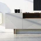 Wohnzimmer-Sideboard aus grauem MDF mit Eichenholzgehäuse Made in Italy - Giuditte Viadurini