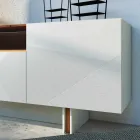 Wohnzimmer-Sideboard aus grauem MDF mit Eichenholzgehäuse Made in Italy - Giuditte Viadurini