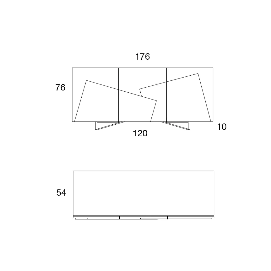 Wohnzimmer Sideboard aus lackiertem Mdf 3 Türen mit Keramikeinsätzen - Imperio Viadurini