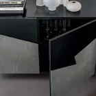 Wohnzimmer Sideboard aus lackiertem Mdf 3 Türen mit Keramikeinsätzen - Imperio Viadurini