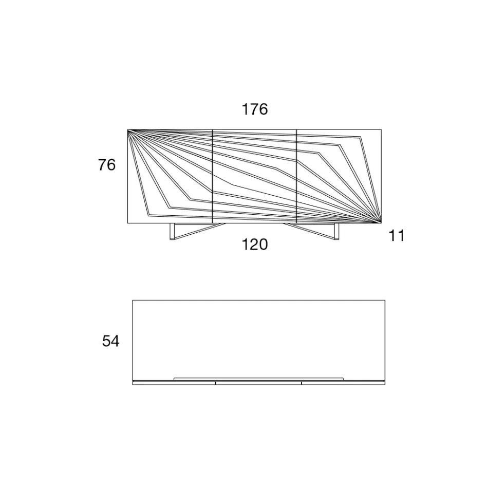 Wohnzimmer Sideboard aus lackiertem Mdf 3 Türen mit Siebdruck Intarsien - Saronno Viadurini
