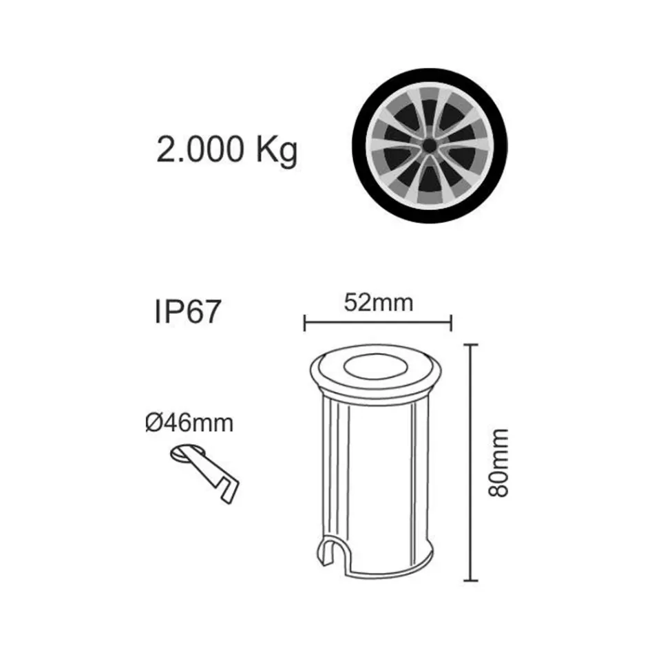 Runder 2W Led Spotlight Marker aus Edelstahl 316, 4 Stück - Solina Viadurini