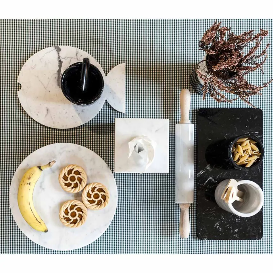 Marmor Nudelholz mit Holzgriffen Made in Italy - Senni Viadurini