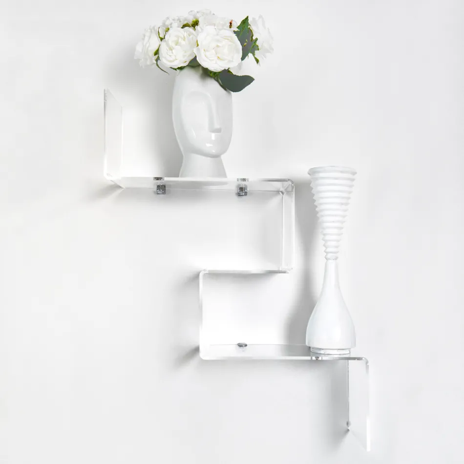 Transparentes Objektregal aus Plexiglas, hergestellt in Italien – Mufasa Viadurini