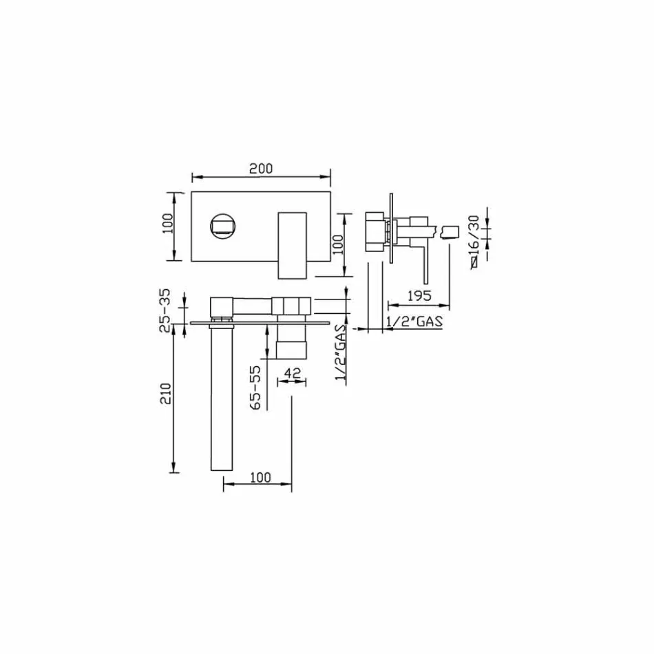 Wandwaschbecken-Mixer für Badezimmer Single Plate Made in Italy - Panela Viadurini